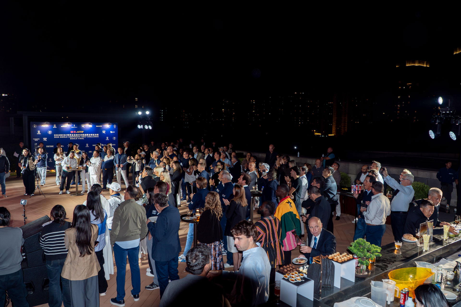 Guests at the WCGC World Final 2026 Welcome Cocktail on the Grand Tower Roof of NUO Hotel Beijing